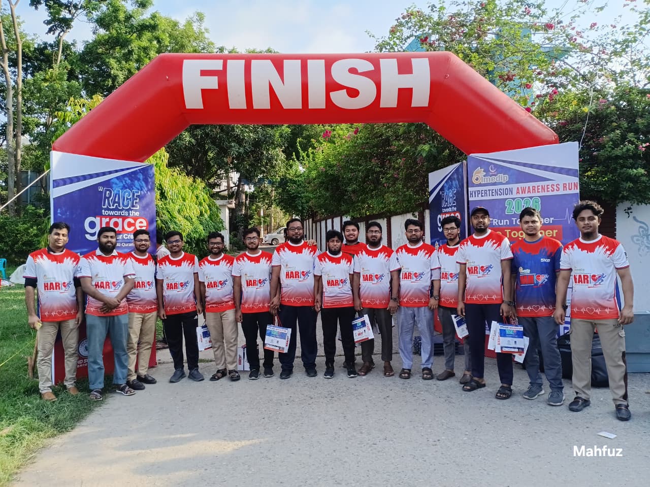 Team at finish arch